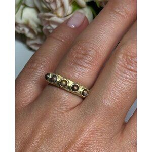925 STERLING SILVER GOLD PLATED PEARLS RING SIZE 6